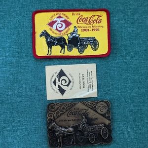 75th Anniversary Coco-Cola Belt Buckle and Patch Set